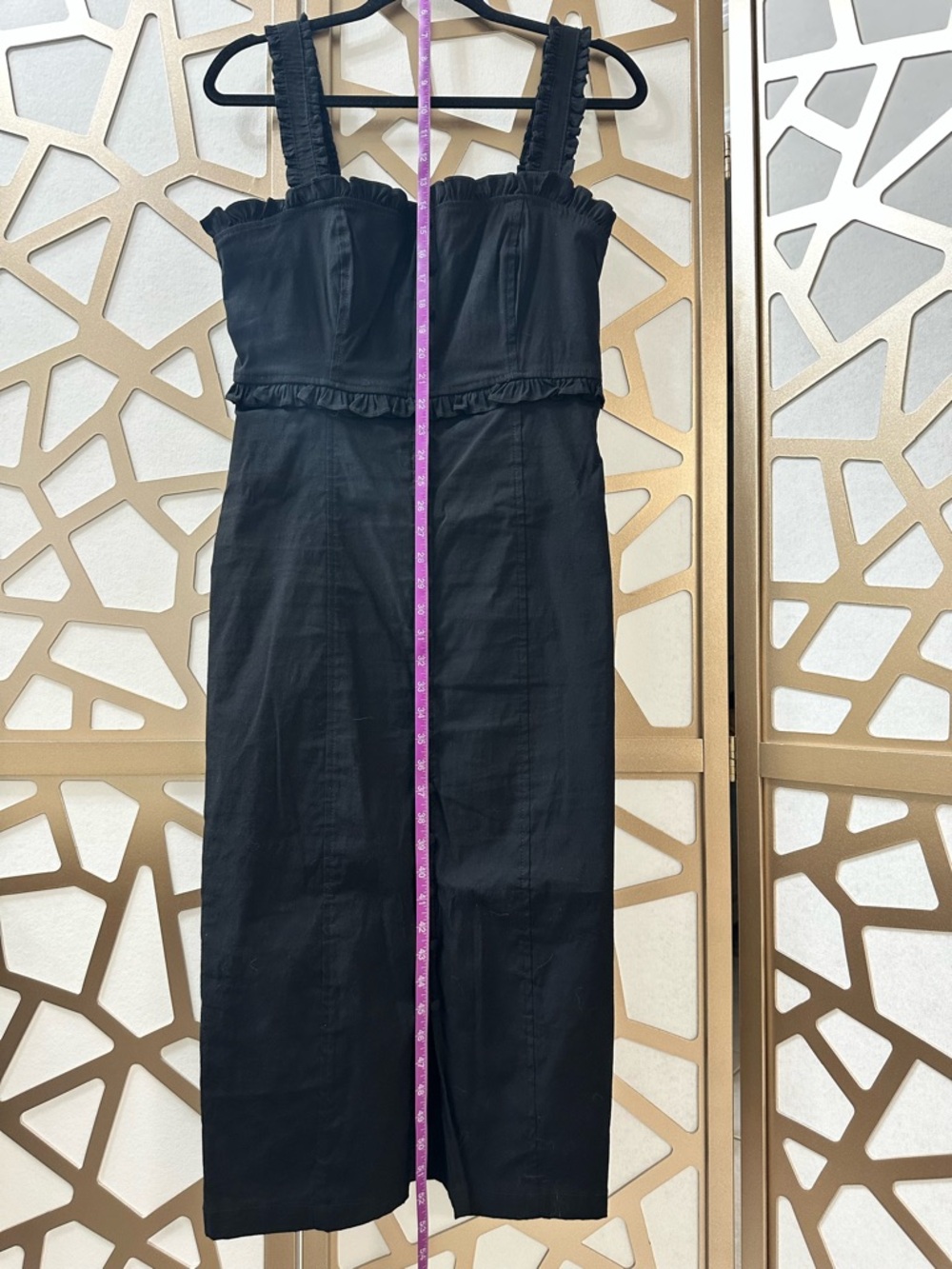 Anthropologie Black Ruffled Strap Midi Dress - Women's